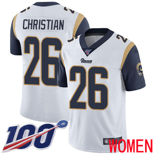 Los Angeles Rams Limited White Women Marqui Christian Road Jersey NFL Football #26 100th Season Vapor Untouchable